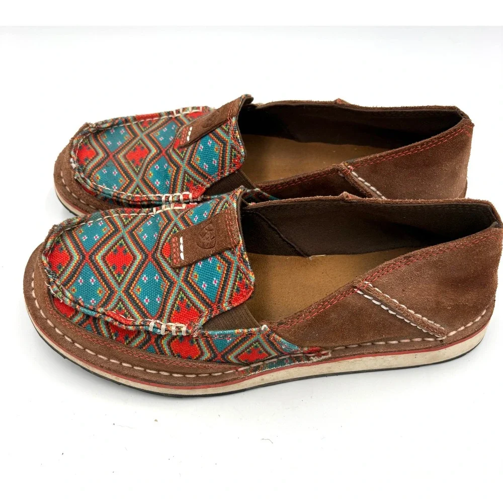 Ariat Cruiser Womens Serape Print Brown Suede Slip On Loafers 10019890 Size‎ 7B